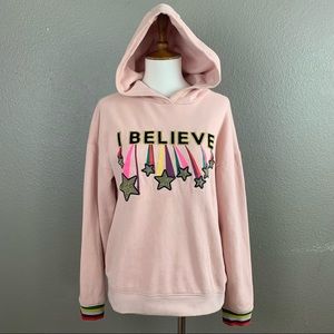 Boden “I Believe” star graphic hooded sweatshirt
